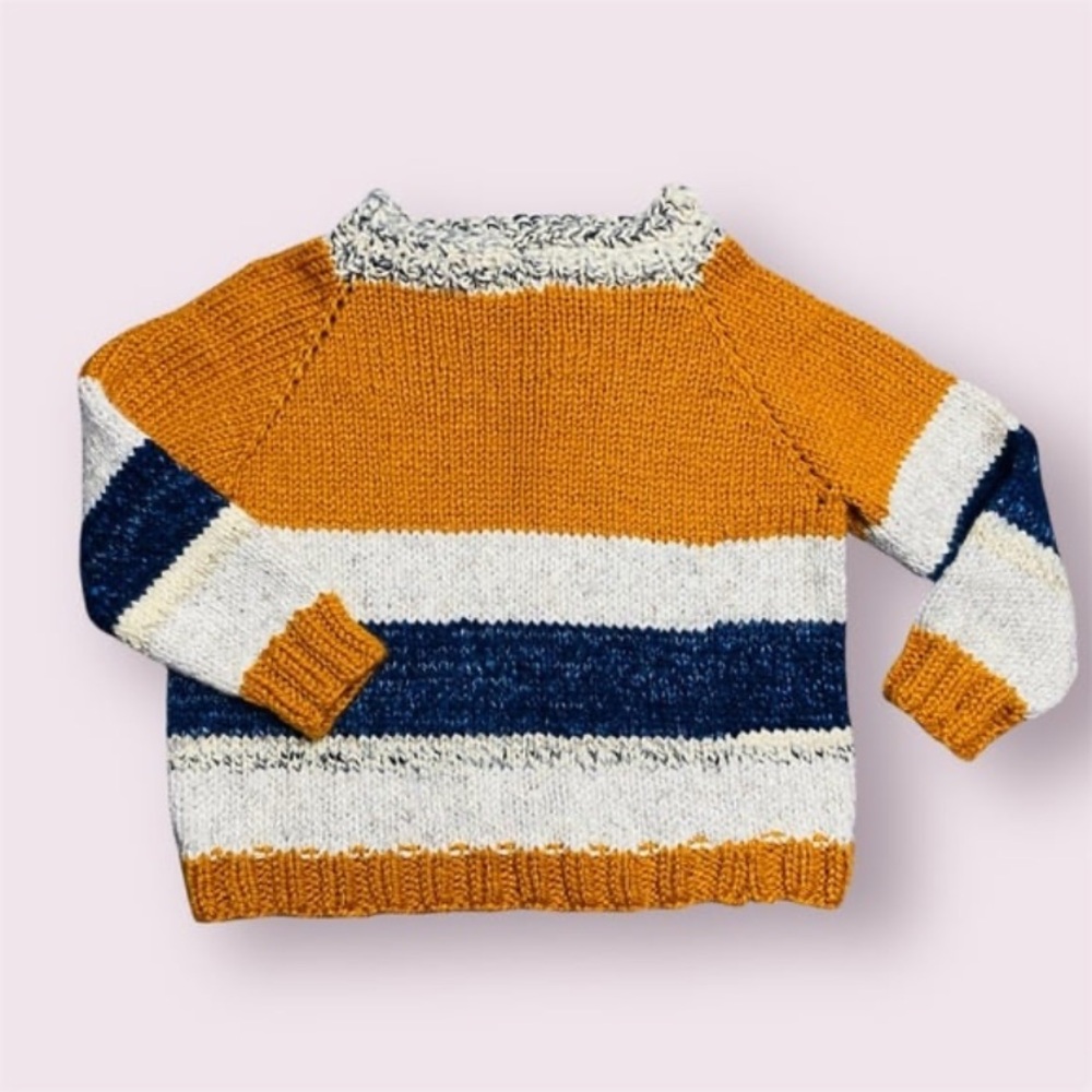 Hand Woven Multicolored Striped Chunky Sweater